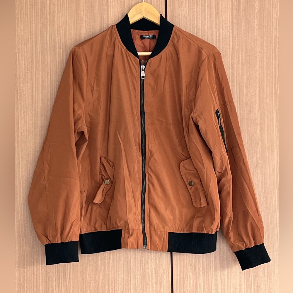 Orange Bomber Jacket with Black Trim, large